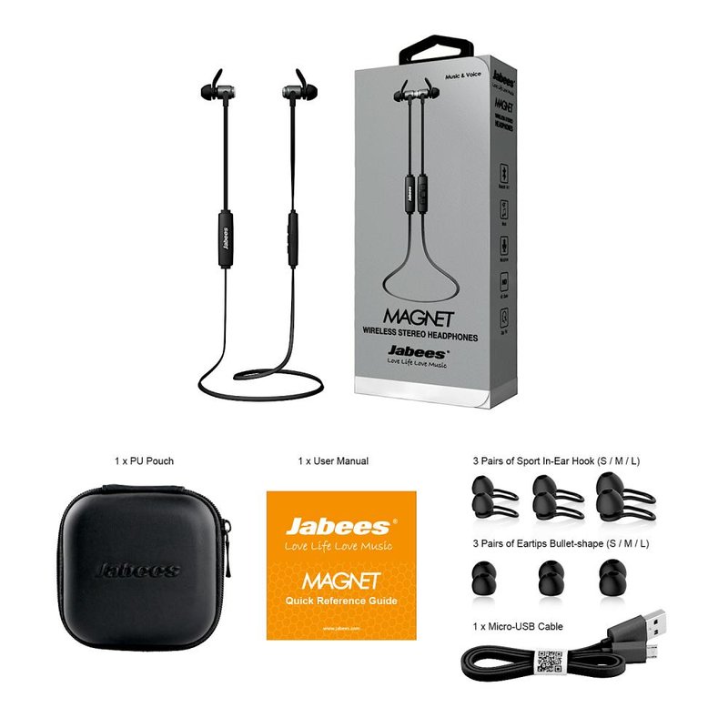 Casti bluetooth premium Magnet Black